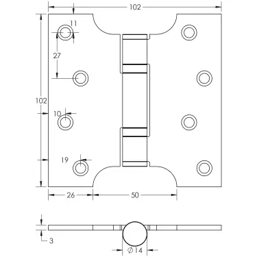 Click Here To Enlarge This Photo Of J9449MB Frelan Hardware Jedo Parliament Ball Bearing Hinges 102mm x 102mm x 3mm Matt Black (G201 Stainless Steel)