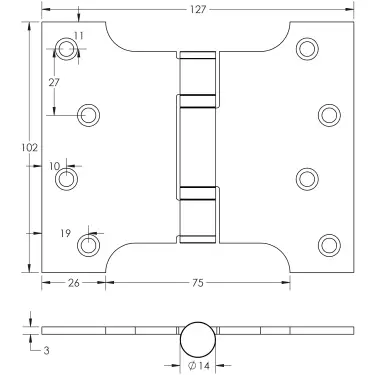 Click Here To Enlarge This Photo Of J9459MB Frelan Hardware Jedo Parliament Ball Bearing Hinges 102mm x 127mm x 3mm Matt Black (G201 Stainless Steel)