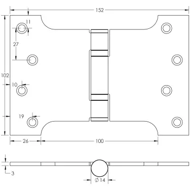 Click Here To Enlarge This Photo Of J9469MB Frelan Hardware Jedo Parliament Ball Bearing Hinges 102mm x 152mm x 3mm Matt Black (G201 Stainless Steel)