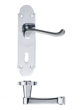 Click Here To Enlarge This Photo Of FB011CP - Zoo Hardware Fulton & Bray 'Oxford' Lever Lock (57mm c/c) Handles on Backplate (170 x 42mm) Polished Chrome