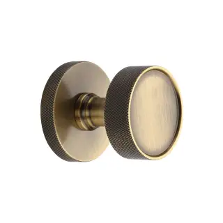 OWN5490-AT Heritage Brass Owen Knurled Knob on Knurled Concealed Base Antique Brass finish