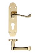 FB011EP - Zoo Hardware Fulton & Bray 'Oxford' Lever Euro Profile Lock (47.5mm c/c) Handles on Backplate (170 x 42mm) Polished Brass