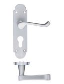 FB011EPSC - Zoo Hardware Fulton & Bray 'Oxford' Lever Euro Profile Lock (47.5mm c/c) Handles on Backplate (170 x 42mm) Satin Chrome