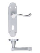 FB011SC - Zoo Hardware Fulton & Bray 'Oxford' Lever Lock (57mm c/c) Handles on Backplate (170 x 42mm) Satin Chrome