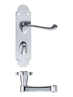 Click Here To Enlarge This Photo Of FB013CP - Zoo Hardware Fulton & Bray 'Oxford' Lever Bathroom (57mm c/c) Handles on Backplate (170 x 42mm) Polished Chrome