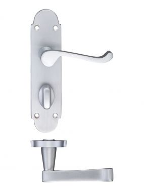 Click Here To Enlarge This Photo Of FB013SC - Zoo Hardware Fulton & Bray 'Oxford' Lever Bathroom (57mm c/c) Handles on Backplate (170 x 42mm) Satin Chrome
