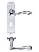 FB021CP - Zoo Hardware Fulton & Bray 'Arundel' Lever Lock (57mm c/c) Handles on Short Backplate (175 x 42mm) Polished Chrome