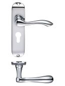 FB021EPCP - Zoo Hardware Fulton & Bray 'Arundel' Lever Euro Lock (47.5mm) Handles on Short Backplate (175 x 42mm) Polished Chrome