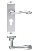 FB021EPSC - Zoo Hardware Fulton & Bray 'Arundel' Lever Euro Profile Lock (47.5mm c/c) Handles on Short Backplate (175 x 42mm) Satin Chrome