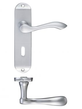 Click Here To Enlarge This Photo Of FB021SC - Zoo Hardware Fulton & Bray 'Arundel' Lever Lock (57mm c/c) Handles on Short Backplate (175 x 42mm) Satin Chrome