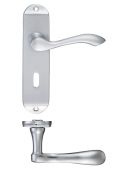 FB021SC - Zoo Hardware Fulton & Bray 'Arundel' Lever Lock (57mm c/c) Handles on Short Backplate (175 x 42mm) Satin Chrome