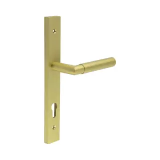 CR-102G4SB Frelan Hardware CRES 92mm Multi Point Backplate Door Handle (215mm c/c) Satin Brass (SS316)