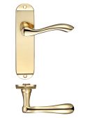 FB022 - Zoo Hardware Fulton & Bray 'Arundel' Lever Latch Handles on Short Backplate (175 x 42mm) Polished Brass