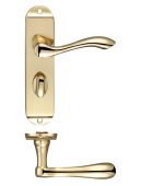 FB023 - Zoo Hardware Fulton & Bray 'Arundel' Lever Bathroom (57mm c/c) Handles on Short Backplate (175 x 42mm) Polished Brass