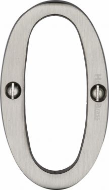 Click Here To Enlarge This Photo Of C1560 0-SN Heritage Brass Numeral 0 Face Fix 76mm (3") Satin Nickel Finish
