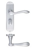 FB023SC - Zoo Hardware Fulton & Bray 'Arundel' Lever Bathroom (57mm c/c) Handles on Short Backplate (175 x 42mm) Satin Chrome