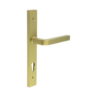 CR-104G4SB Frelan Hardware CRES 92mm Multi Point Backplate Door Handle (215mm c/c) Satin Brass (SS316)