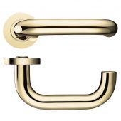 FB030 - Zoo Hardware Fulton & Bray 19mm Return to Door Lever on Round Rose Polished Brass