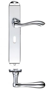 Click Here To Enlarge This Photo Of FB031CP - Zoo Hardware Fulton & Bray 'Arundel' Lever Lock (57mm c/c) Handles on Long Backplate (245 x 42mm) Polished Chrome