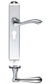 FB031EPCP - Zoo Hardware Fulton & Bray 'Arundel' Lever Euro Profile Lock (47.5mm c/c) Handles on Long Backplate (245 x 42mm) Polished Chrome