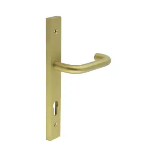 CR-106G4SB Frelan Hardware CRES 92mm Multi Point Backplate Door Handle (215mm c/c) Satin Brass (SS316)