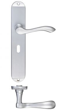 Click Here To Enlarge This Photo Of FB031SC - Zoo Hardware Fulton & Bray 'Arundel' Lever Lock (57mm c/c) Handles on Long Backplate (245 x 42mm) Satin Chrome