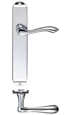 Click Here To Enlarge This Photo Of FB032CP - Zoo Hardware Fulton & Bray 'Arundel' Lever Latch Handles on Long Backplate (245 x 42mm) Polished Chrome