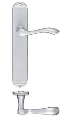 Click Here To Enlarge This Photo Of FB032SC - Zoo Hardware Fulton & Bray 'Arundel' Lever Latch Handles on Long Backplate (245 x 42mm) Satin Chrome