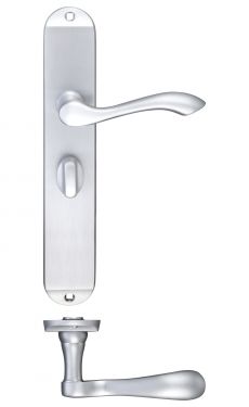 Click Here To Enlarge This Photo Of FB033SC - Zoo Hardware Fulton & Bray 'Arundel' Lever Bathroom (57mm c/c) Handles on Long Backplate (245 x 42mm) Satin Chrome