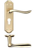 FB041EPSBPB - Zoo Hardware Fulton & Bray 'Lincoln' Lever Euro Profile Lock (47.5mm c/c) Handles (180 x 48mm) Satin/Polished Brass