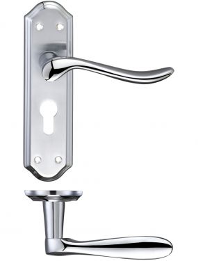 Click Here To Enlarge This Photo Of FB041EPSCCP - Zoo Hardware Fulton & Bray 'Lincoln' Lever Euro Profile Lock (47.5mm c/c) Handles (180 x 48mm) Satin/Polished Chrome