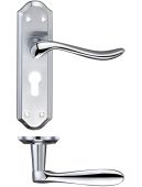 FB041EPSCCP - Zoo Hardware Fulton & Bray 'Lincoln' Lever Euro Profile Lock (47.5mm c/c) Handles (180 x 48mm) Satin/Polished Chrome