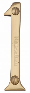 Click Here To Enlarge This Photo Of C1560 1-PB Heritage Brass Numeral 1 Face Fix 76mm (3") Polished Brass Finish