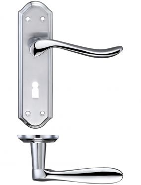 Click Here To Enlarge This Photo Of FB041SCCP - Zoo Hardware Fulton & Bray 'Lincoln' Lever Lock (57mm c/c) Handles (180 x 48mm) Satin/Polished Chrome