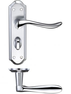 Click Here To Enlarge This Photo Of FB043SCCP - Zoo Hardware Fulton & Bray 'Lincoln' Lever Bathroom (57mm c/c) Handles (180 x 48mm) Satin/Polished Chrome