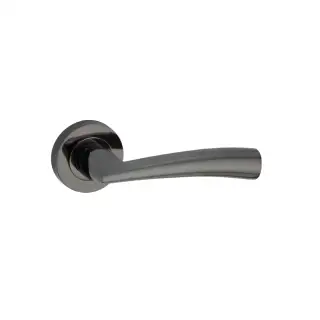 SB1302BN - Spira Brass Lego Lever Handle on Round Rose - Black Nickel