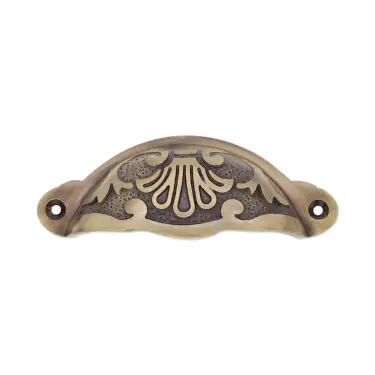 Click Here To Enlarge This Photo Of SB2346ANT - Spira Brass Floral Cup Pull - Antique Brass