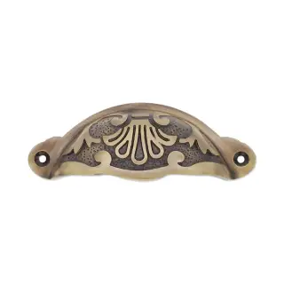 SB2346ANT - Spira Brass Floral Cup Pull - Antique Brass