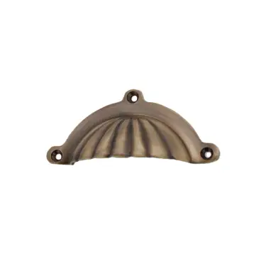 Click Here To Enlarge This Photo Of SB2347ANT - Spira Brass Shell Cup Pull - Antique Brass