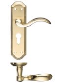 FB051EPSBPB - Zoo Hardware Fulton & Bray 'Winchester' Lever Euro Profile Lock (47.5mm c/c) Handles (180 x 48mm) Satin/Polished Brass