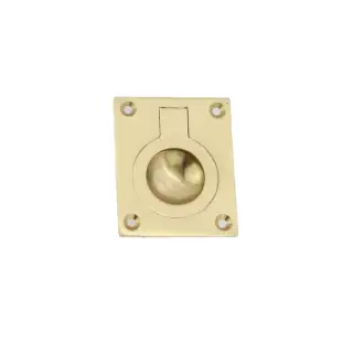SB2349PB - Spira Brass Ring Pull Square Flush - Polished Brass
