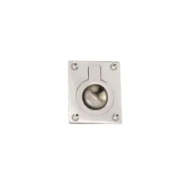 Click Here To Enlarge This Photo Of SB2349PN - Spira Brass Ring Pull Square Flush - Polished Nickel