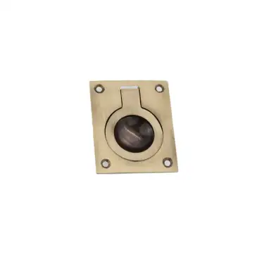 Click Here To Enlarge This Photo Of SB2349ANT - Spira Brass Ring Pull Square Flush - Antique Brass