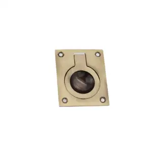 SB2349ANT - Spira Brass Ring Pull Square Flush - Antique Brass