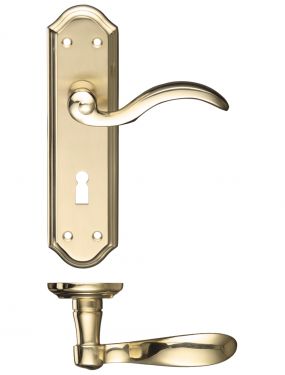 Click Here To Enlarge This Photo Of FB051SBPB - Zoo Hardware Fulton & Bray 'Winchester' Lever Lock (57mm c/c) Handles (180 x 48mm) Satin/Polished Brass