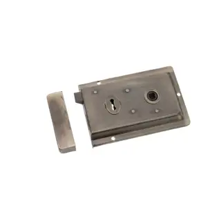 1031ANT - Spira Brass Iron Rim Lock - Fluted - Antique