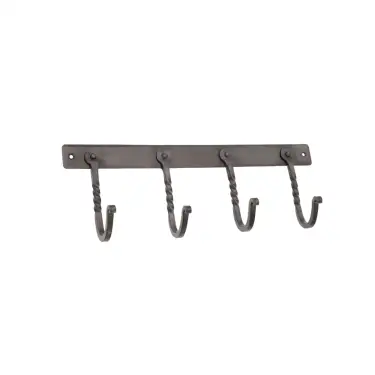 Click Here To Enlarge This Photo Of BR606SPEW - Spira Brass Twisted Iron 4 Hook Coat Rack - Pewter