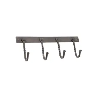 BR606SPEW - Spira Brass Twisted Iron 4 Hook Coat Rack - Pewter