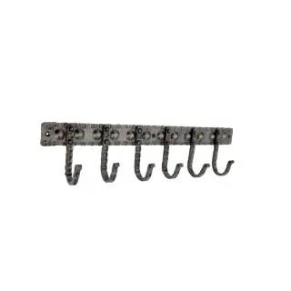 BR610LPEW - Spira Brass Dotted Iron 6 Hook Coat Rack - Pewter