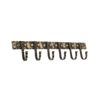 BR610LANT - Spira Brass Dotted Iron 6 Hook Coat Rack - Antique Brass